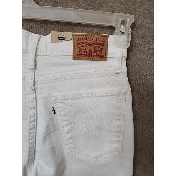 Levis 721 High Rise Skinny Ankle Jeans Womens 27 White Stretch Raw Hem NEW - Picture 9 of 13